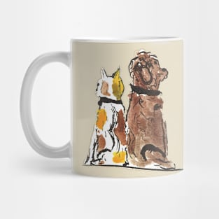 Watercolor Cat and Dog Mug